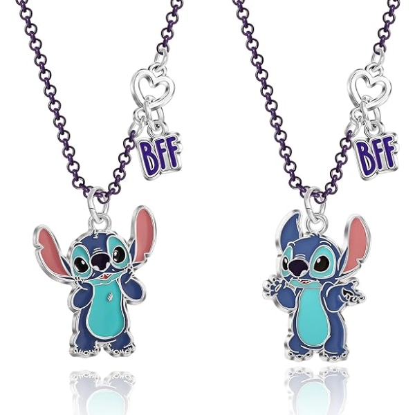 Disney Lilo & Stitch Girls BFF Halsband Set om 2 - Best Friends halsband med BFF & Stitch Charm - Officiellt licensierad