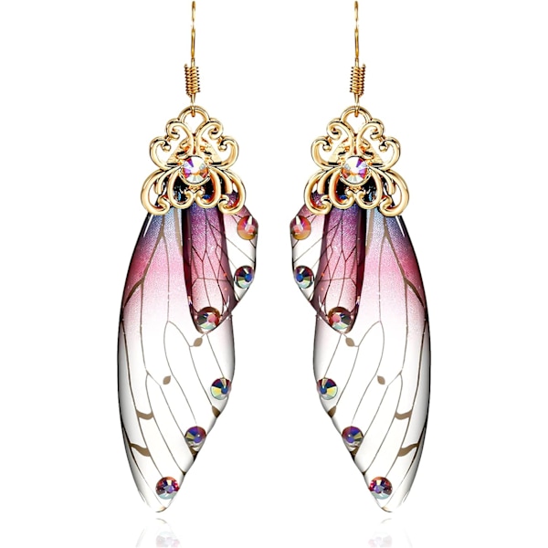 Heyone Sommerfuglevinge Drop Dangle Øreringe Guldbelagt Krystal Rhinestone til kvinder piger bryllup Smykker