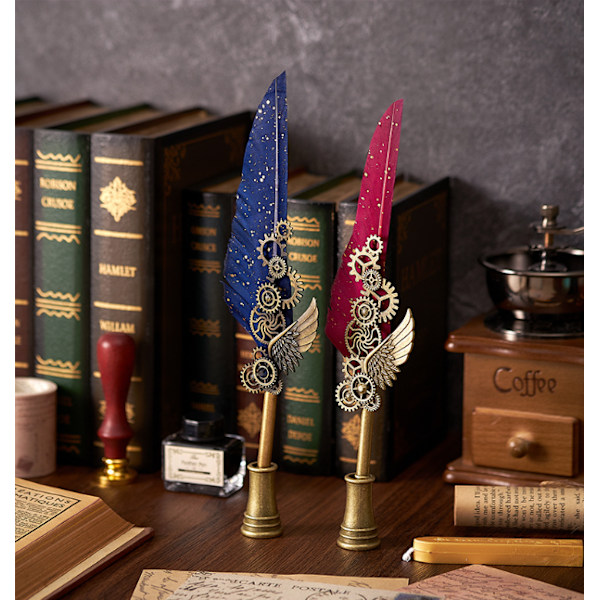Peacock Mechanical Punk Style Wings Pen Dip Ink Set (Excluding Notebook/Notepad) Purpur