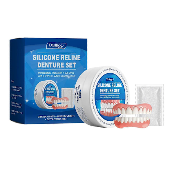 Silikon Reline Tandprotesuppsättning, Tandprotes Silikon Reline Kit, Silikon Tänder, Mjuk Tandprotes Reline Kit, Termoplastisk Tandprotes Lim för Män Kvinnor 2pcs