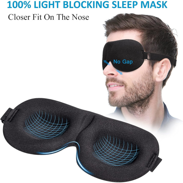 Sömnbindlar för sidosovare 3-pack, 100 % mörkläggande 3D-ögonmask för sömn, nattmask för män och kvinnor