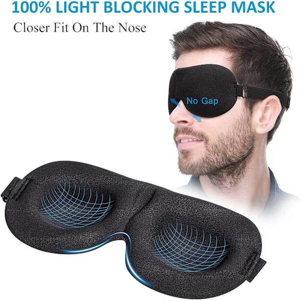 Unimaski sivuun nukkujille 3 pakkausta, 100% pimentävä 3D silmämaski nukkumiseen, yöside silmälappu miehille ja naisille