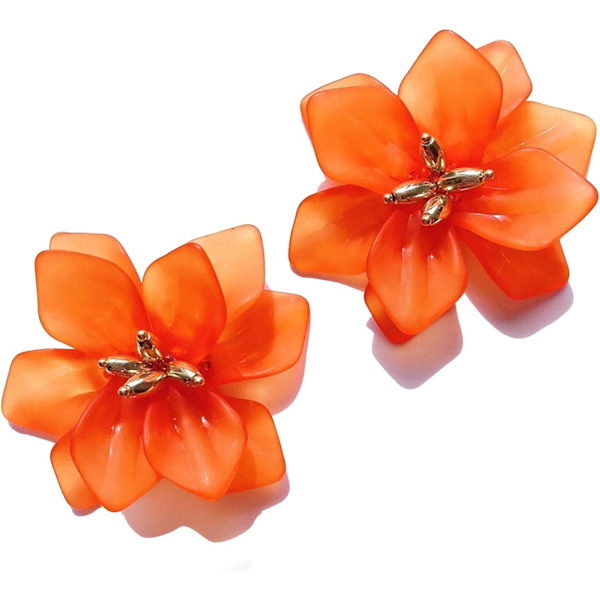 Heyone Fashion Bohemian Akryl Store Blomster Stud Øreringe Matte Blomster Dangle Øreringe med Guld Blomsterknopper til Kvinder Piger Mor Elsker og Venner