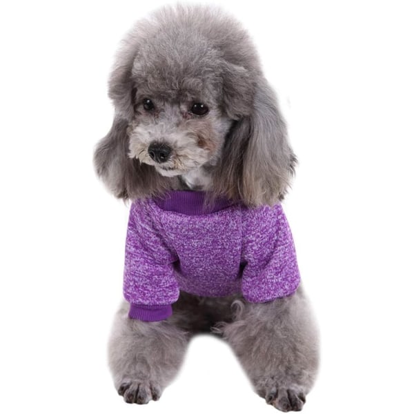 Hunde tøj hund sweater blød fortykkelse varm hvalp hunde skjorte vinter hvalp sweater til hunde (lilla, S)