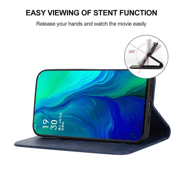 För OPPO Reno 10x Zoom Magnetisk Stängning Läder Telefonfodral Blue