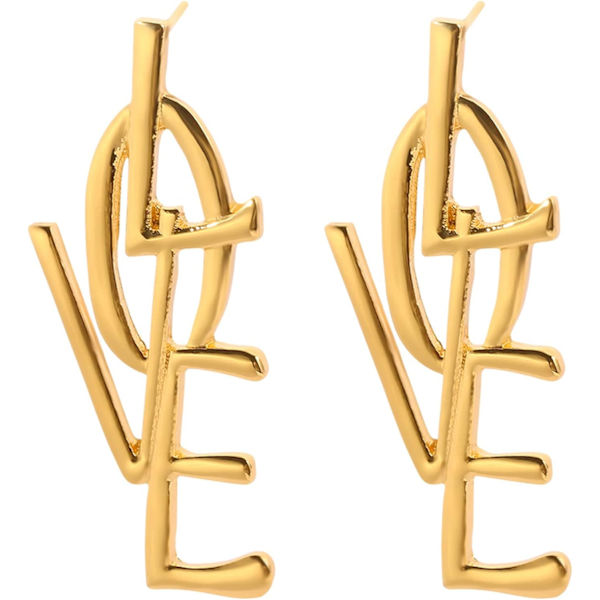 Heyone Simple Punk Kærlighedsbrev Store Lange Dangle Øreringe Mode Engelsk Alfabet Kærlighed Hjerteform Dangle Stud Øreringe