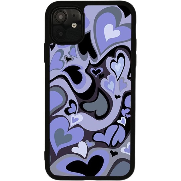 Søt telefonveske Purple Love Heart Søt telefonveske Slankt, mykt beskyttende telefondeksel Kompatibel med iPhone 12 og 12 pro