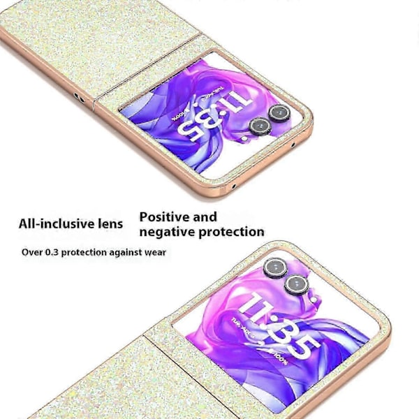 For Motorola Razr 50 5g Deksel Elektroplettering Telefondeksel Farget Glitter Design Pu+tpu Beskyttelsesdeksel Amber Yellow