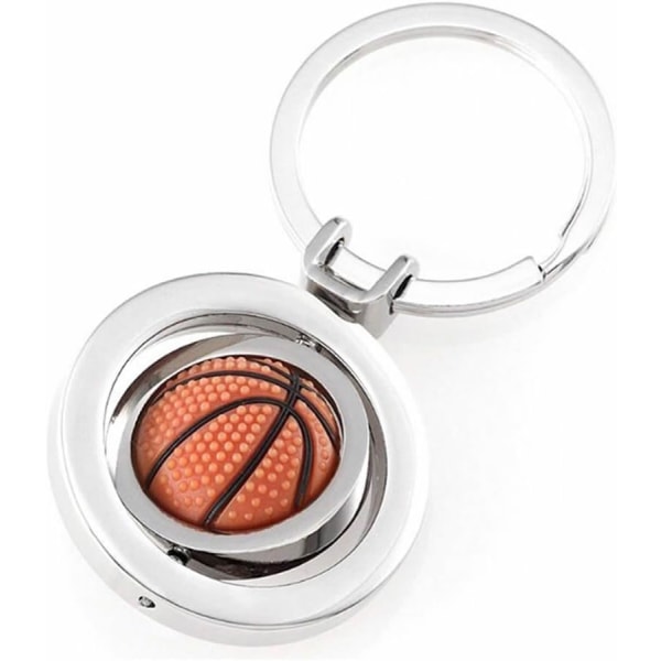 2 Pack Creative pyörivä koripalloavaimenperä, metalliriippuva avaimenperä Avaimenperä Lahja hopea-koripallo