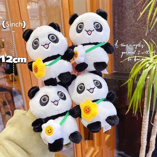 5\" Håndlavet Panda Plysdyr Nøglering Panda Rygsæk Nøgle Vedhæng Rund Bjørn Plys Charm Mode Gave til Kvinder