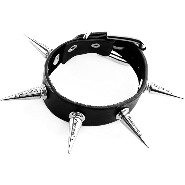 Punk Style PU Læder Armbånd Bangle med Nitter Spiked Accent