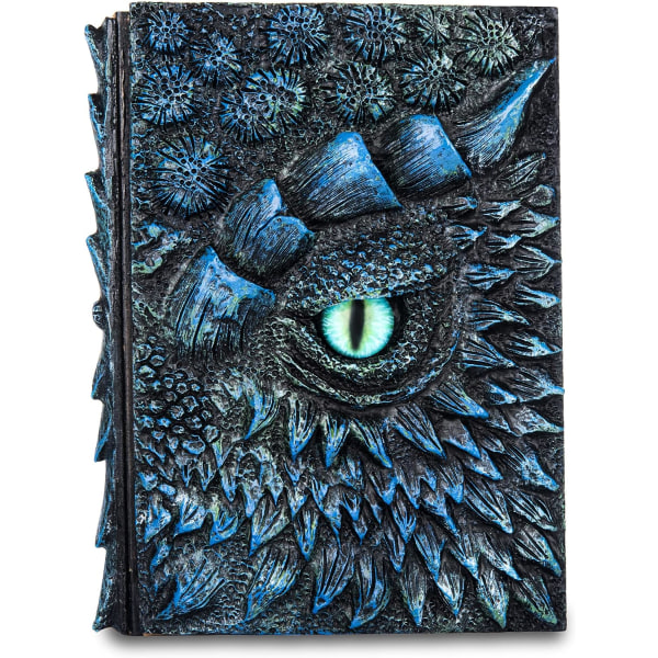 3D Dragon Eye Embossed Journal Writing Notebook Journal Handmade Daily Notepad Antique Travel Diary Gifts , A5 (7.3" x 5.1" (Blue-Golden)