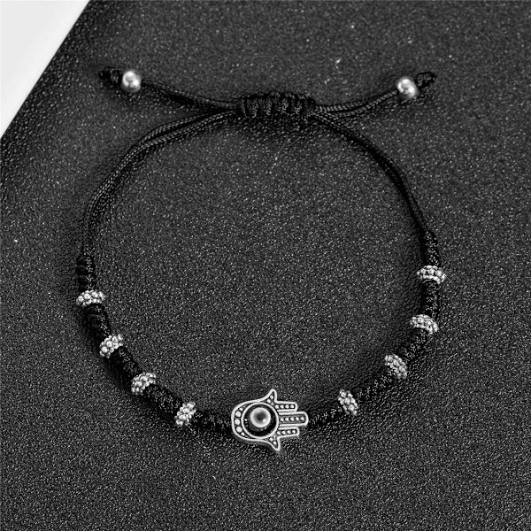 Onda öga Hamsa hand armband för skydd och tur, handgjorda länkarmband för kvinnor män tonårspojkar flickor amulett smycken
