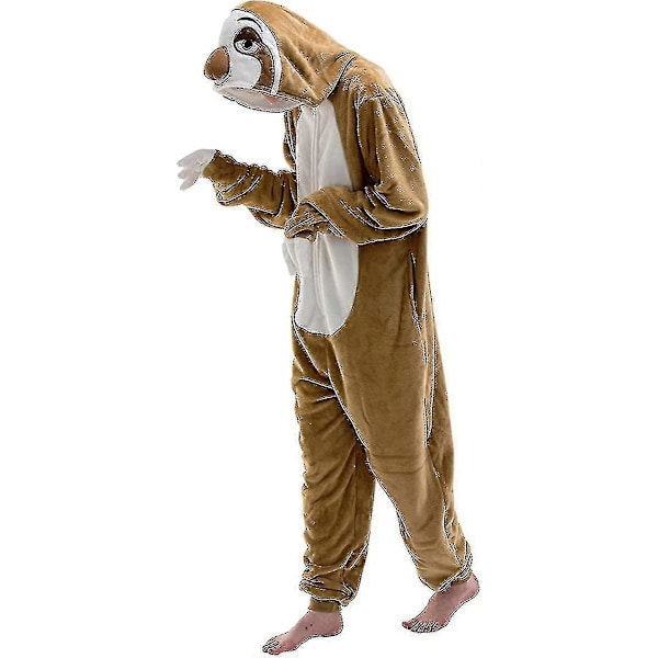 Ihoa myötäilevä unisex-aikuisten Sie-pyjama, eläinasu, yöasu Lightning sloth Medium