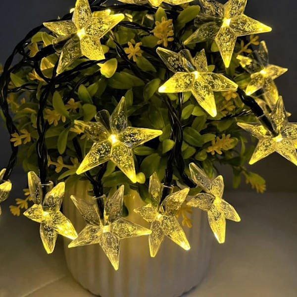 Aurinkotähti valosarja, aurinkokäyttöinen ulkoilma satuvalo Solarstar valosarja ulkokäyttöön vedenpitävä (7M 50LED, lämmin valkoinen)