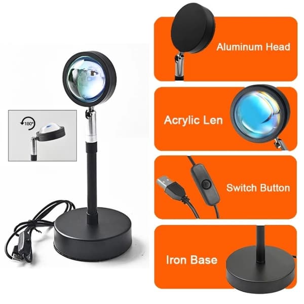 Solnedgang Bakgrunn Fjernkontroll RGB Gulv Ambient Projeksjonslys Bluetooth APP
