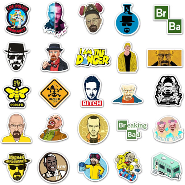 Breaking Bad klistermärken 50 st TV-serie klistermärke för vattenflaska - Vinyl vattentät TV-spel etikett