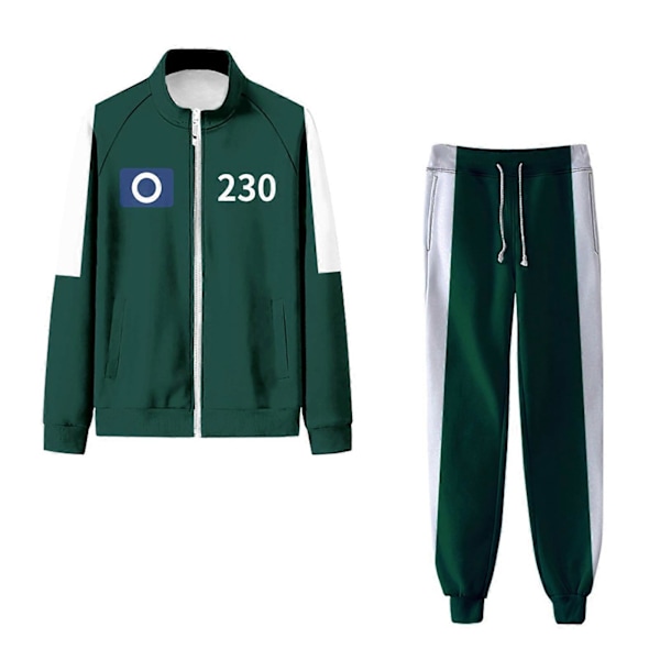 Squid Games Kostyme, Squid Games Kostyme Barn, Squid Games Treningsdress, Koreansk Folkespill Kostymesett, Squid Games Barnekostyme, Cosplay Dark Green C,130 cm