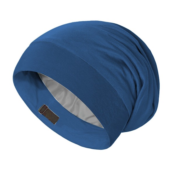 Sidenhatt, sovhatt, mjuk hårscarf, skyddande hatt, satinfordrad hatt, justerbar turban, mössa, sjuksköterskehatt, hatt för mediumlockigt och krusigt hår Dark blue