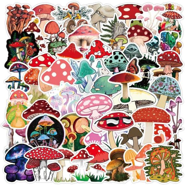 100 st estetiska svampklistermärken för vattenflaska, svampdekor för kvinnor, flickor, söta vinylvattentäta dekaler för bärbar dator