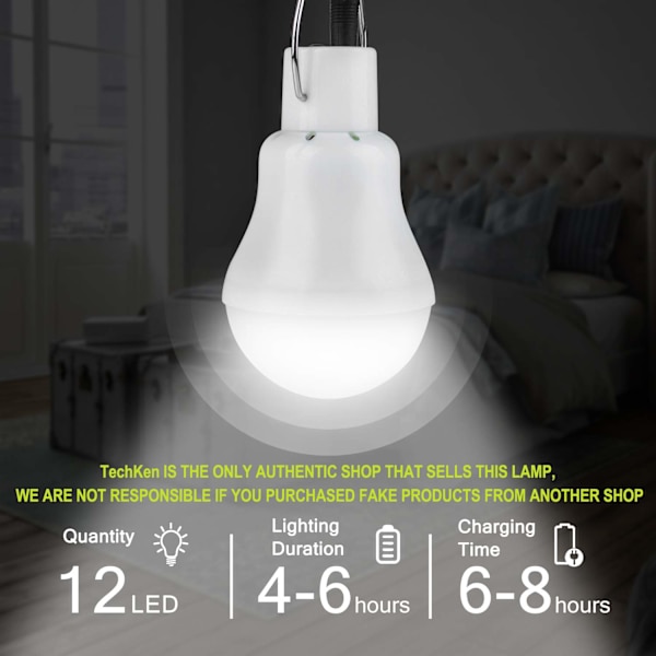 Bærbar solcelle campinglampe, LED solpære sol nødlampe lys have lanterne solbelysning med krog