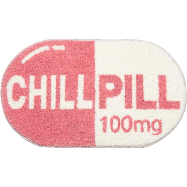 Hauska söpö chill-pilleri kylpymatto pieni vaaleanpunainen kylpyhuoneen matot preppy kylpyhuoneen sisustus esteettinen kylpyhuoneen matto liukumaton pestävä vedenimevä