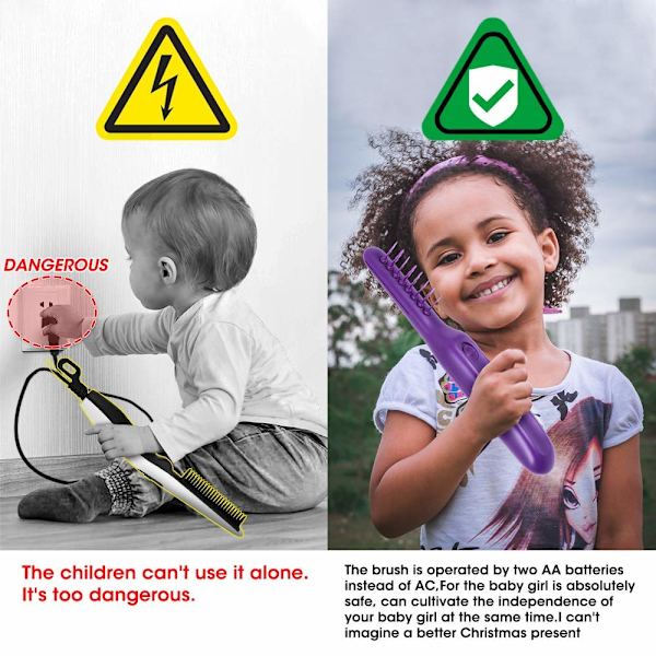 Elektrisk kam, original våd og tør elektrisk kam med børstebetræk, lilla