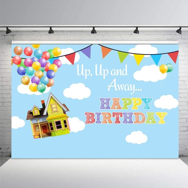 UP syntymäpäiväjuhlat valokuvastudio tausta rekvisiitta poika seikkailu onnellinen syntymäpäivä Up Up and Away ilmapallot juhla koristeet  7x5ft