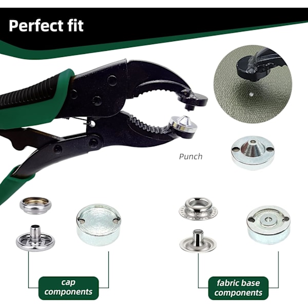 Heavy Duty Snap Fastener Tool - Justerbar skruestikke Snap Fastener Fixing Tool - Inkluderer 20 sæt 16mm bådcover snap fastnere