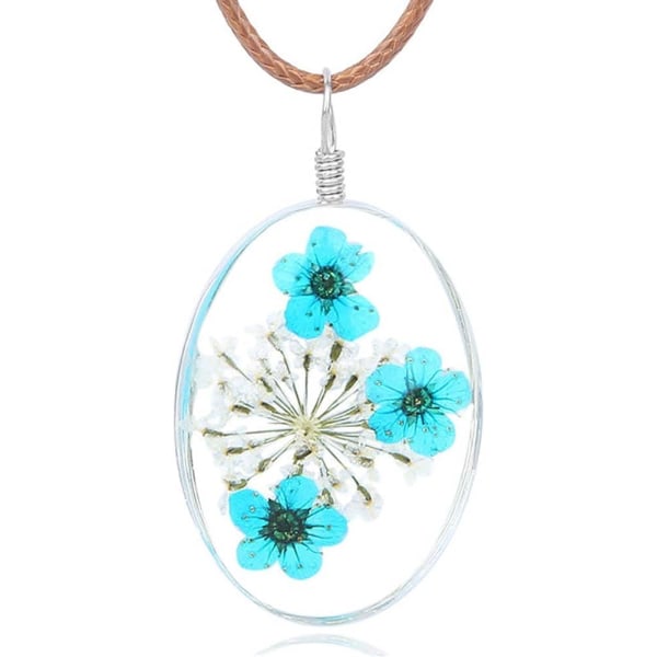 VEINTI+1 Creative naturlig torkad blomma med genomskinlig glasyta Halsband för dam-/flickmode
