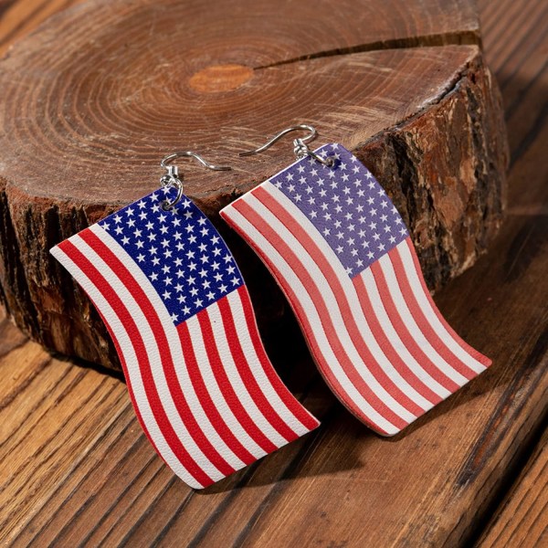 PU Röd Vit Blå Amerikanska USA Flagga örhängen, USA Flagga Dingle Drop Örhänge, 4 juli självständighetsdagen present