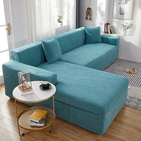 Jacquard Stretch Vanntett Sofatrekk for Stue Elastisk Sofatrekk L-Form Sofabeskyttelse Møbelbeskyttelse blu blue 1-seater 90-140cm