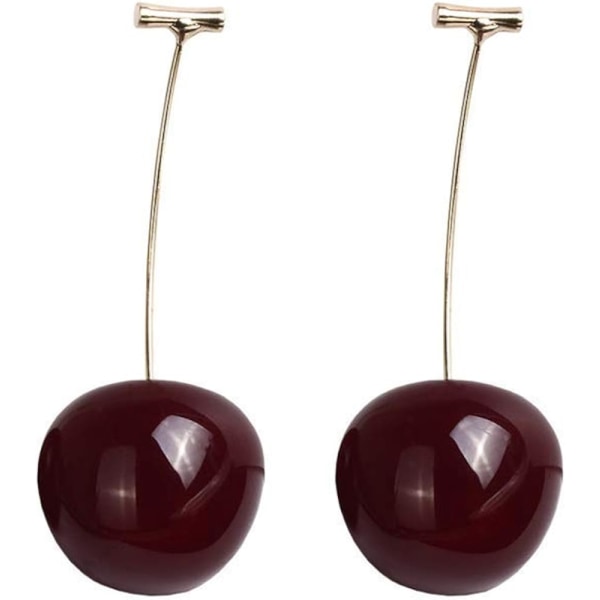 3D Red Cherry Dangle Örhängen Körsbärsörhänge Frukt Drop Dangle Örhängen Charm Söta söta smycken presentörhängen för kvinnor tjejer