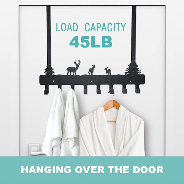 Over The Door Hooks Hanger, 17.7\" Towel Racks for Bathroom 8 Hooks, Heavy-Duty Wall Mount Tower Holder
