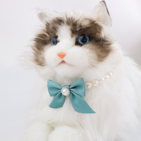 Liten hundpärlhalsband med rosett, smyckeklänning husdjur dekorativ hundkoppel halsband, husdjurskrage kattunge hundklocka halsband(XL 35-40cm-rosa)