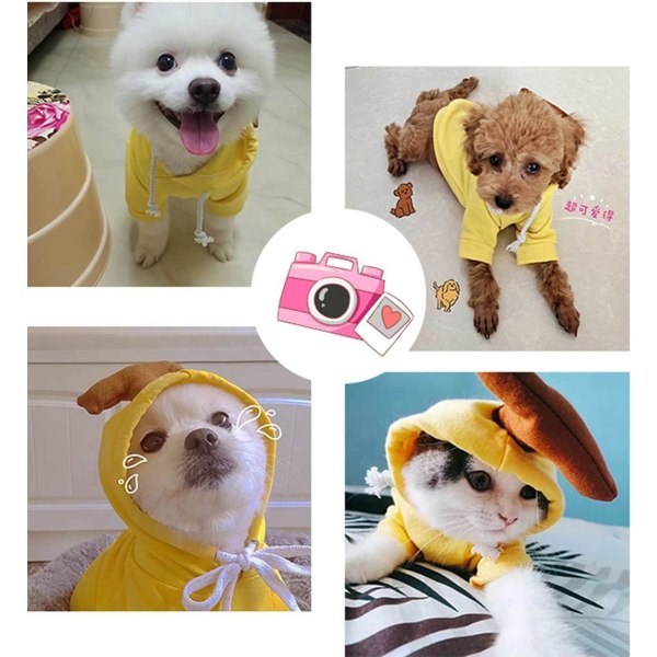 Husdjurskläder Hundtröjor Varm Sweatshirt Kappa Valp Höst Vinter Kläder Overall med Frukthuvud, Banan, M