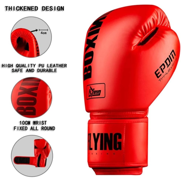 Boksehandsker til mænd og kvinder, egnet til boksning, kickboxing, mixed martial arts, Maui Thai, MMA, heavy bag-kamptræning - rød - 10oz