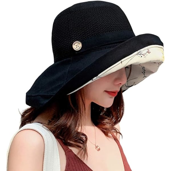 Kvinnors Mesh Solhattar Sommar Strand UV-skydd UPF Packable Bred Brätte Hakrem