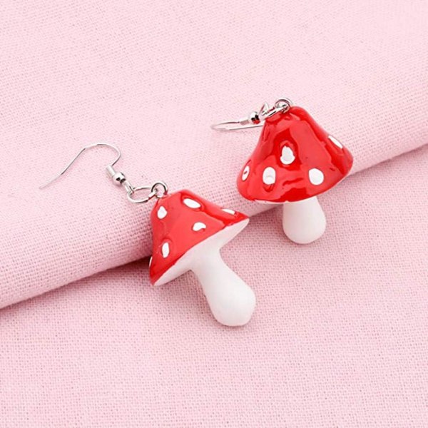 Fashion Women Sweet Fresh Handmade Plastic Simulation Mushroom Long Pendant Earring Jewelry Accessories Gift