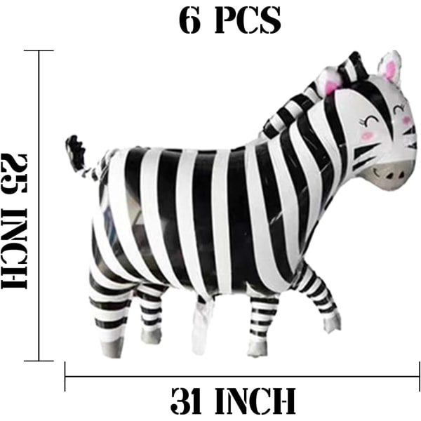 Zebra Balloons 10 Pcs Foil Helium Zebra Shaped Animal Party Balloons Cartoon Animal Zebra Woodland Balloons for Jungle Safari Theme Backdrop