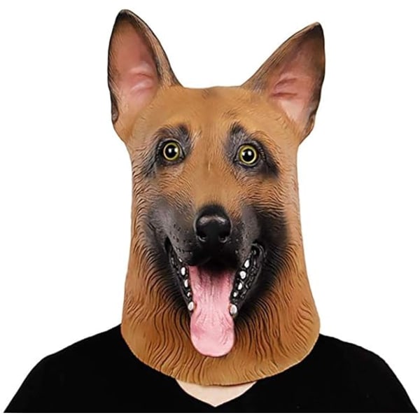 Cute Dog Mask Halloween Costume Party Animal Full Head Cosplay Props Latex Adult (German Shepherd Dog)