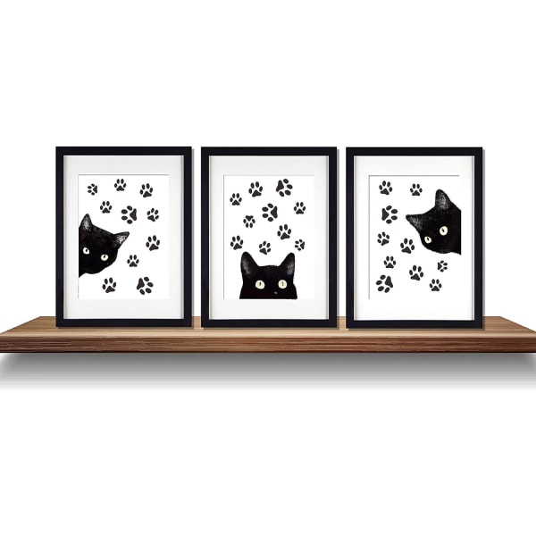 Three animal cat wall art prints (20 * 25CM), interesting posters, and lovely cat wall art canvases are suitable for living room home decoration.