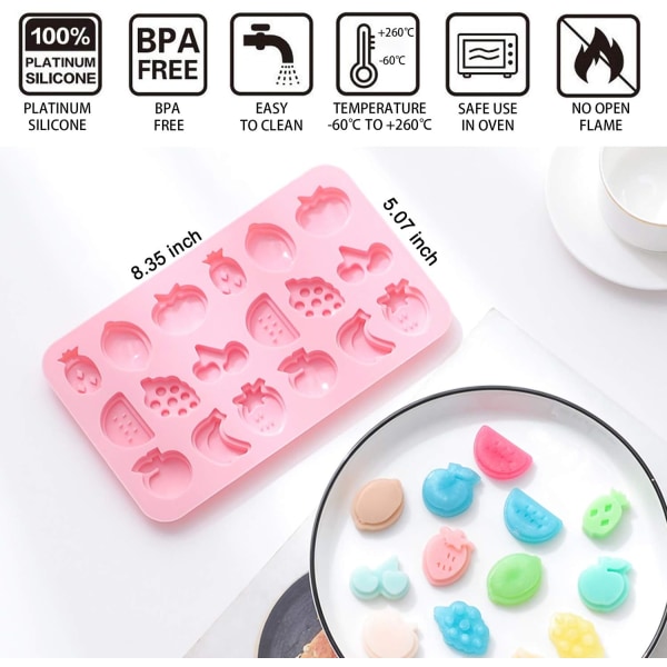 Fruit Shape Silicone Candy Molds, Non-stick Cake Decoration Mold for Hard Candy, Chocolate, Ice Cubes,Gummy, Caramel, Ganache (2 Pieces)