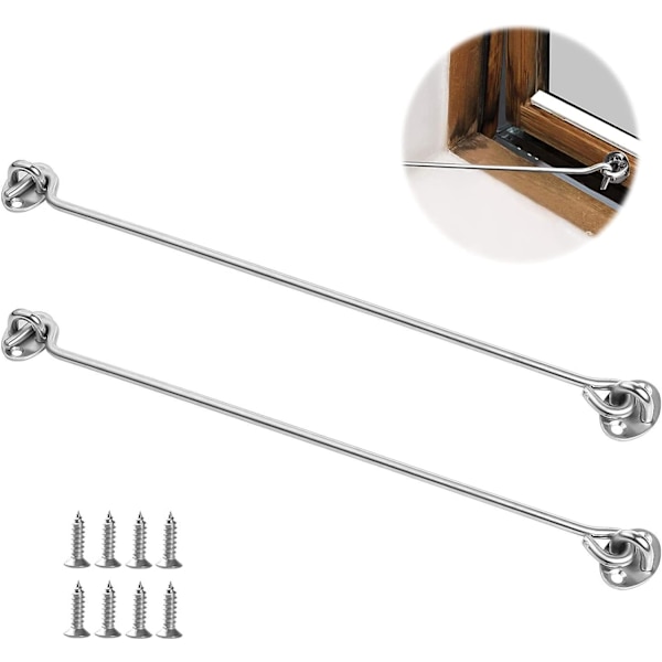 Hyttkrok, Fånga Hyttdörr, Låslås Skydd, Hyttkrok, Hyttkrokar, Stormkrokar, Rostfritt Stål Hyttkrok (Silver)