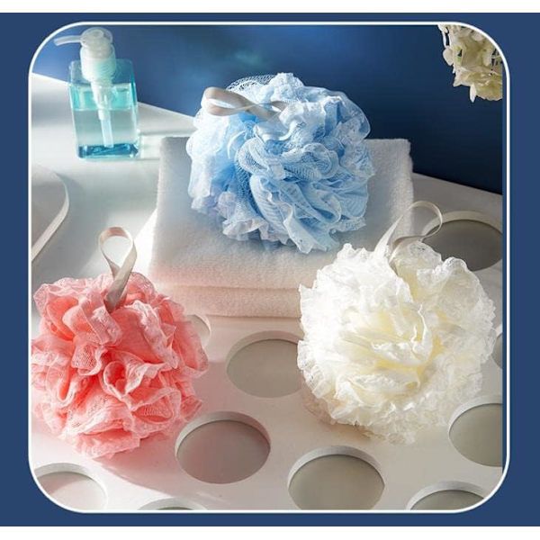 Duschsvamp, badboll, duschborste, exfolierande svamp (blå/vit/rosa 3 färger)