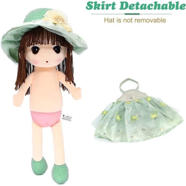 Kawaii Blomsterfe Knuffel Mjuk Plysch Leksak Dockor Flickor Present, 18 Tum (Hatt-Grön)