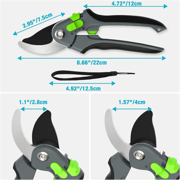 Beskæringssaks, SK5 Havearbejde Saks, 23cm Hånd Havearbejde Saks med Ergonomisk Håndtag, Blomstersaks Klip, Sort