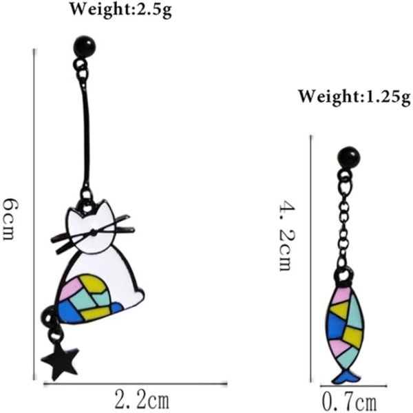 Heyone Musta Kissa Värikäs Emalikala Pitkät Korvakorut Silmiinpistävät Kissanpentu Ripustettavat Korvakorut Lemmikit Uutuus Hauska Lahja Tytölle Lapsille Naisille
