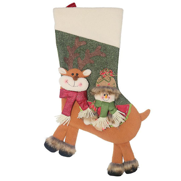 Juleelg Snømann Julenissen Strømper Sokk Dekorasjon Godteri Gavepose Juletre Hengende Vedheng Ornament C