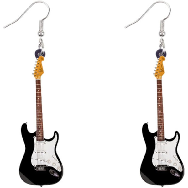 Akryl Søde Musik Bas Elektrisk Guitar Øreringe Charms Instrument Drop Dangle Smykker Gaver til Kvinder Teenagere Piger